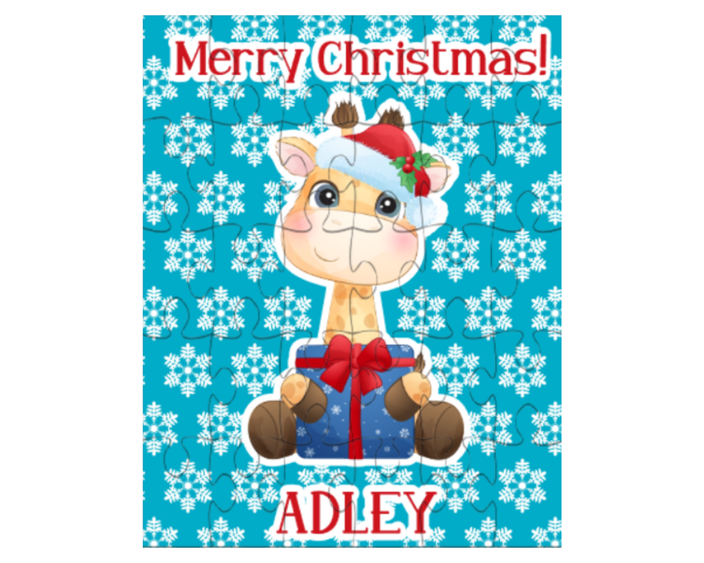Christmas Giraffe Personalized Puzzle for Kids