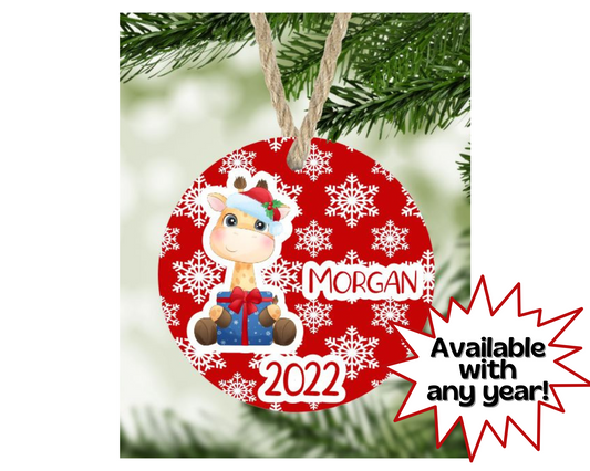 Giraffe Christmas Ornament Personalized