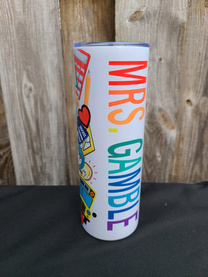 Personalized Teacher 20 oz Skinny Tumbler