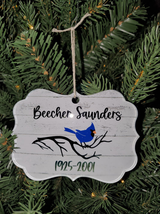Blue Bird In Memory of Loved One Christmas Ornament
