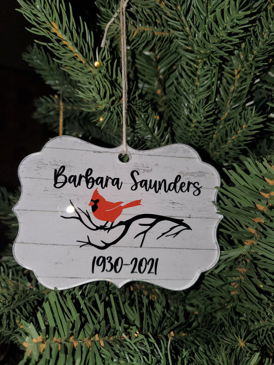 Cardinal In Memory of Loved One Christmas Ornament