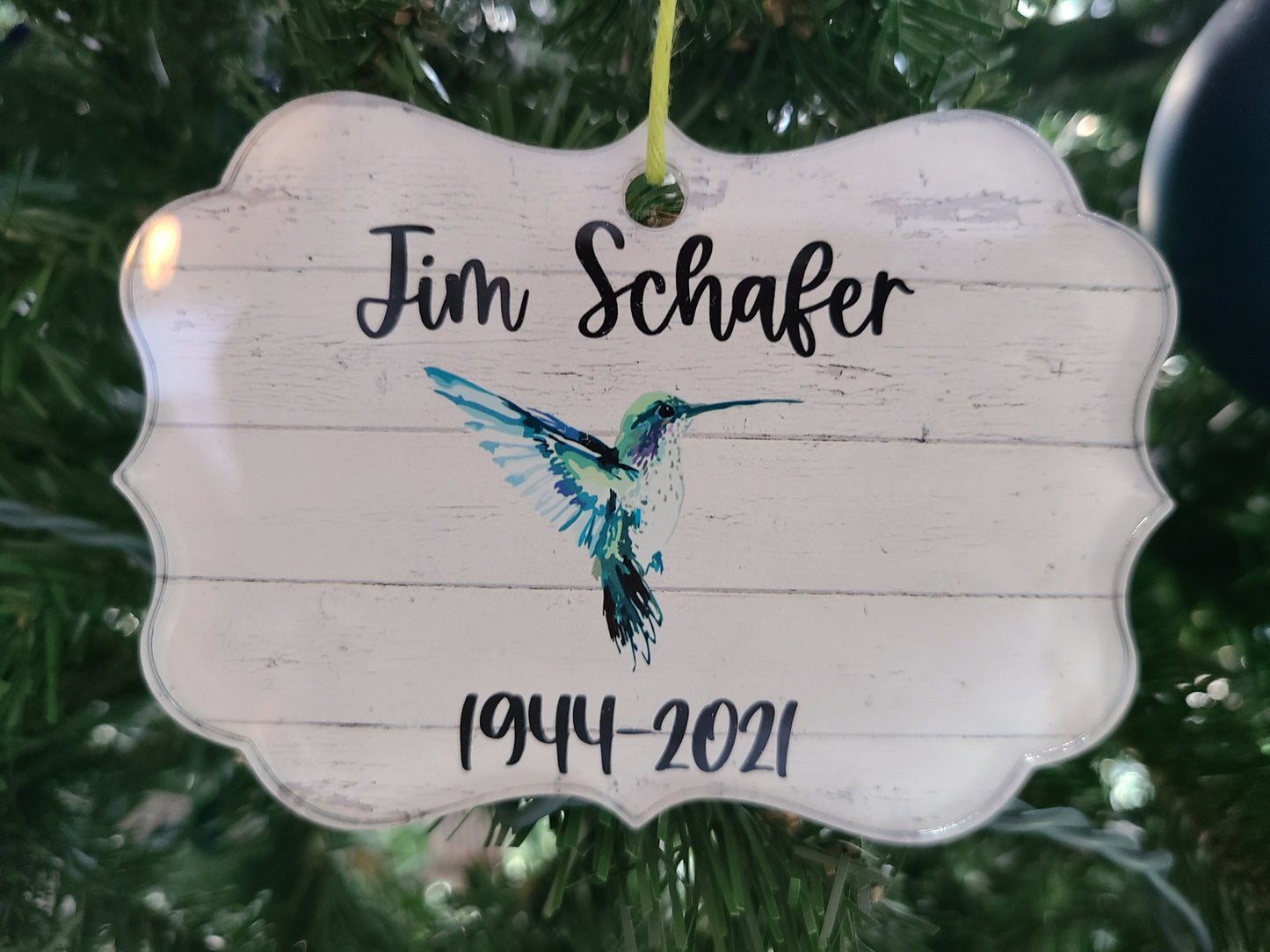 Hummingbird In Memory of Loved One Christmas Ornament