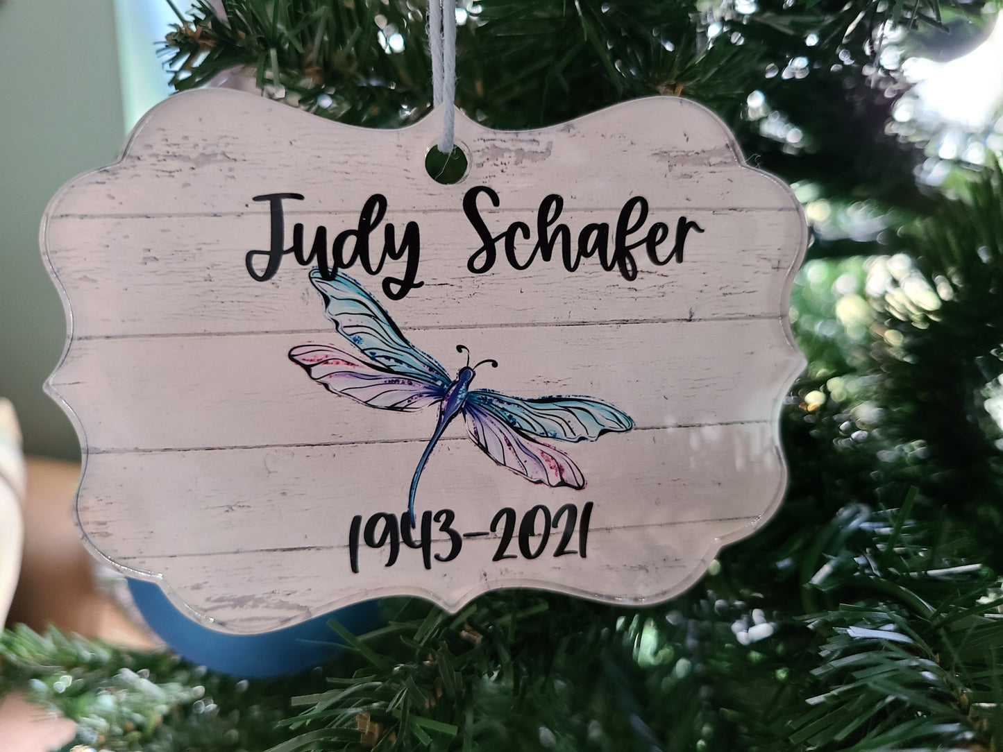 Dragonfly In Memory of Loved One Christmas Ornament
