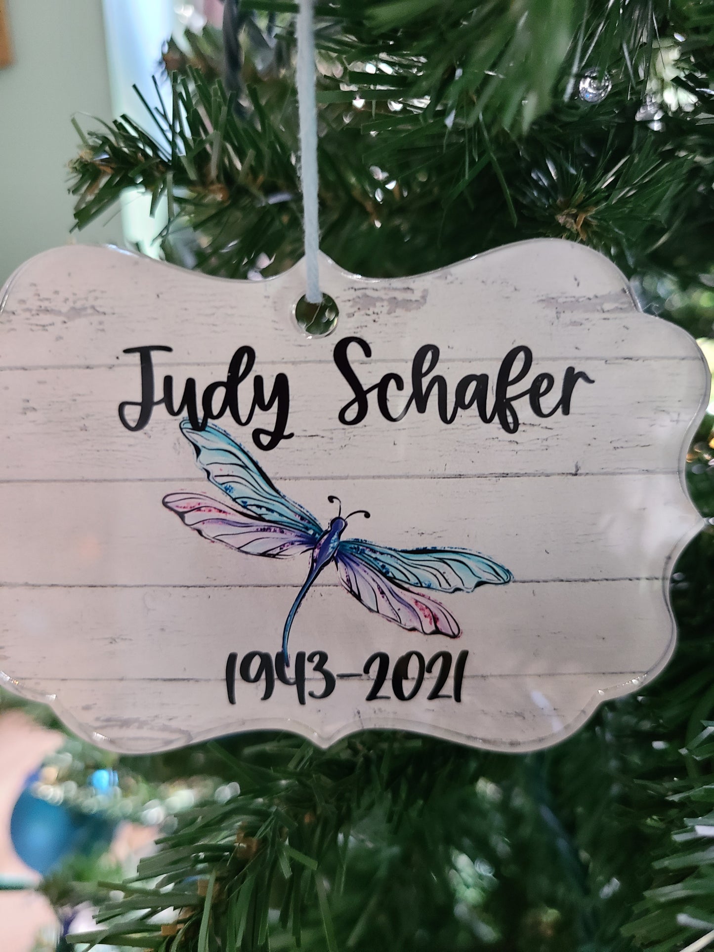 Dragonfly In Memory of Loved One Christmas Ornament