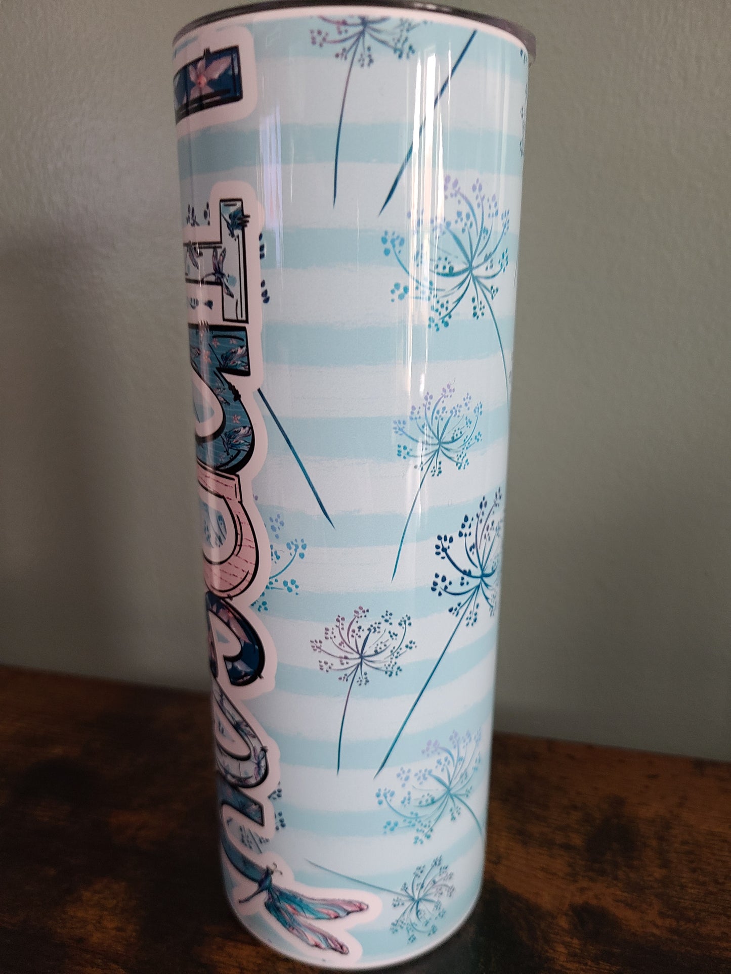 Dragonfly and Dandelions Personalized Skinny Tumbler