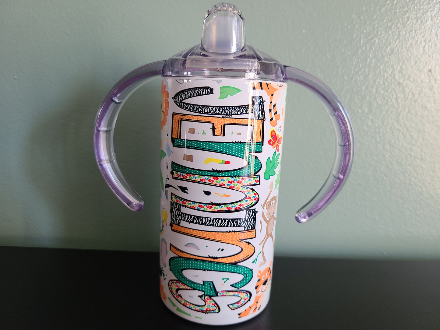 Jungle Animals Personalized Sippy Cup with Bonus Lid