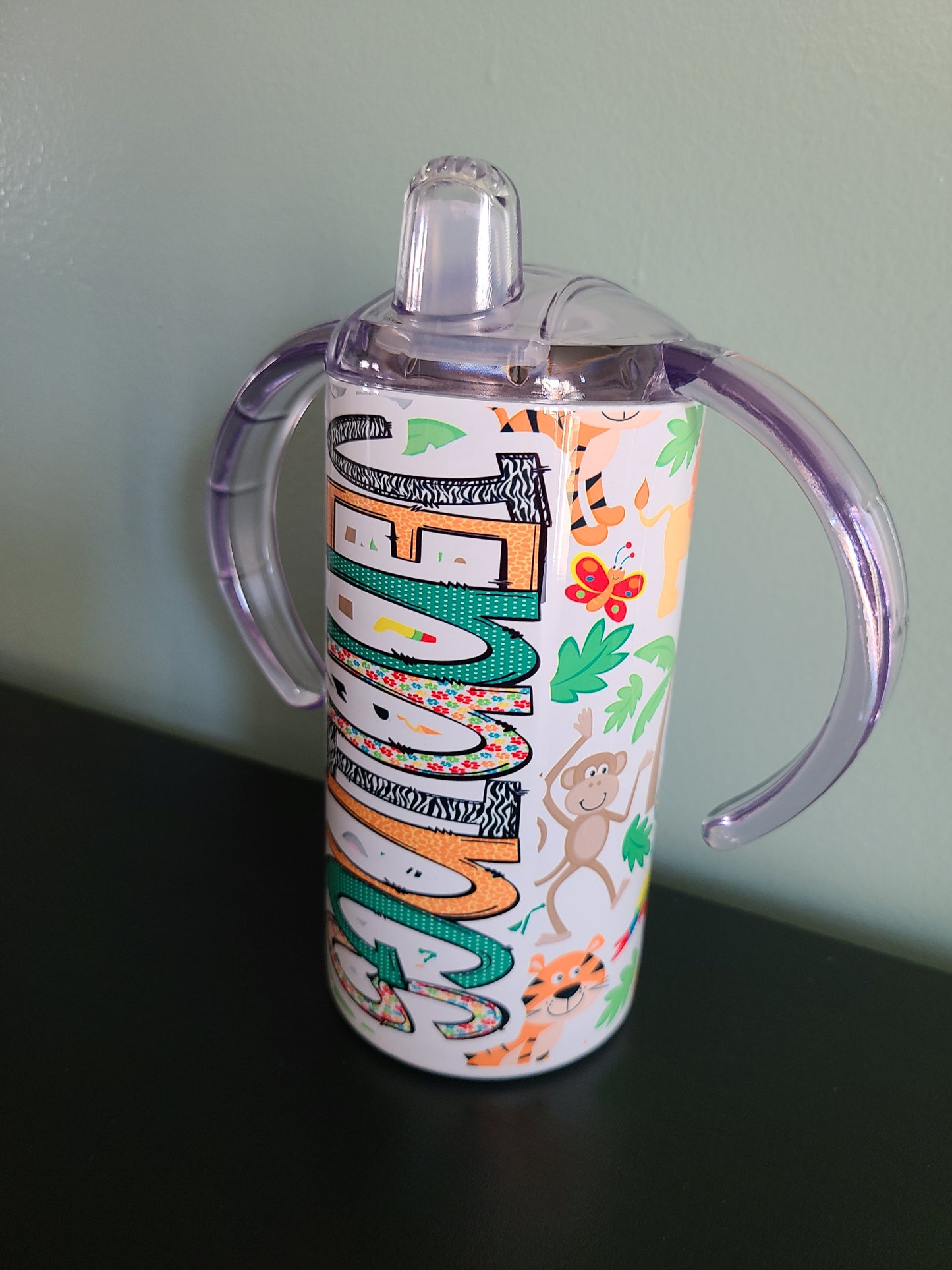 Jungle Animals Personalized Sippy Cup with Bonus Lid