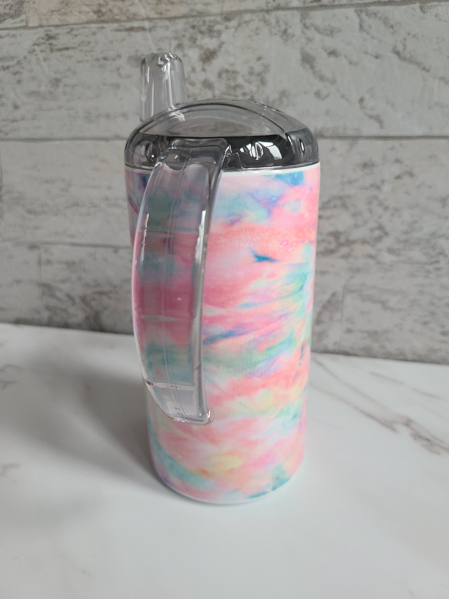 Pink Tie Dye Personalized Sippy Cup with Bonus Lid