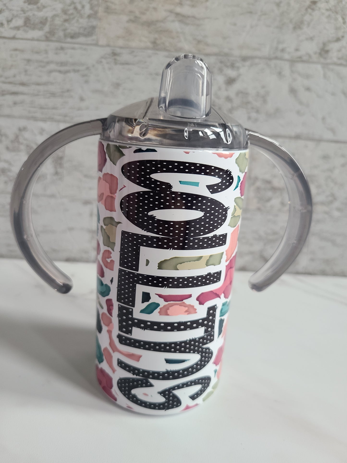 Colorful Leopard Personalized Sippy Cup with Bonus Lid