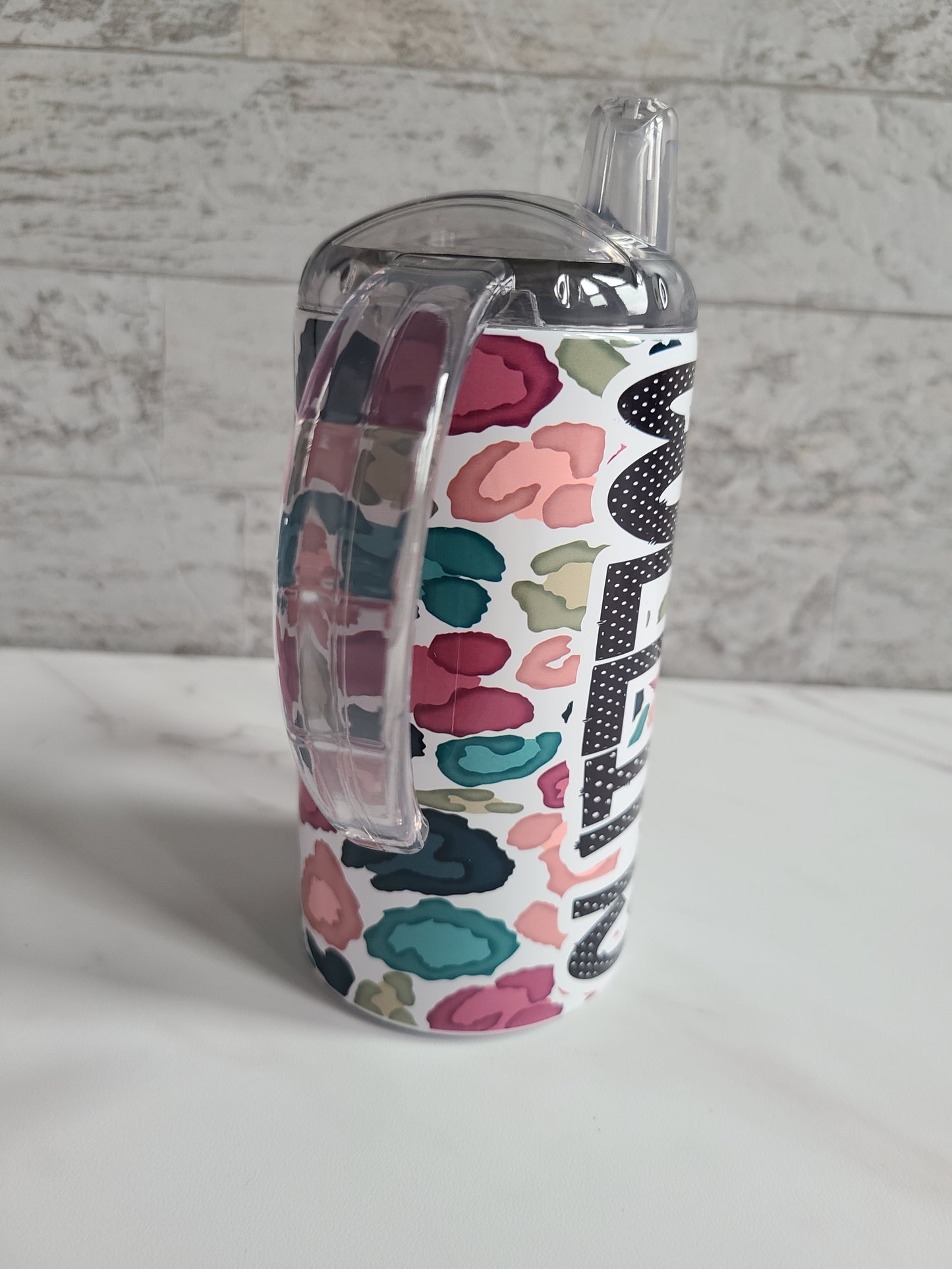 Colorful Leopard Personalized Sippy Cup with Bonus Lid