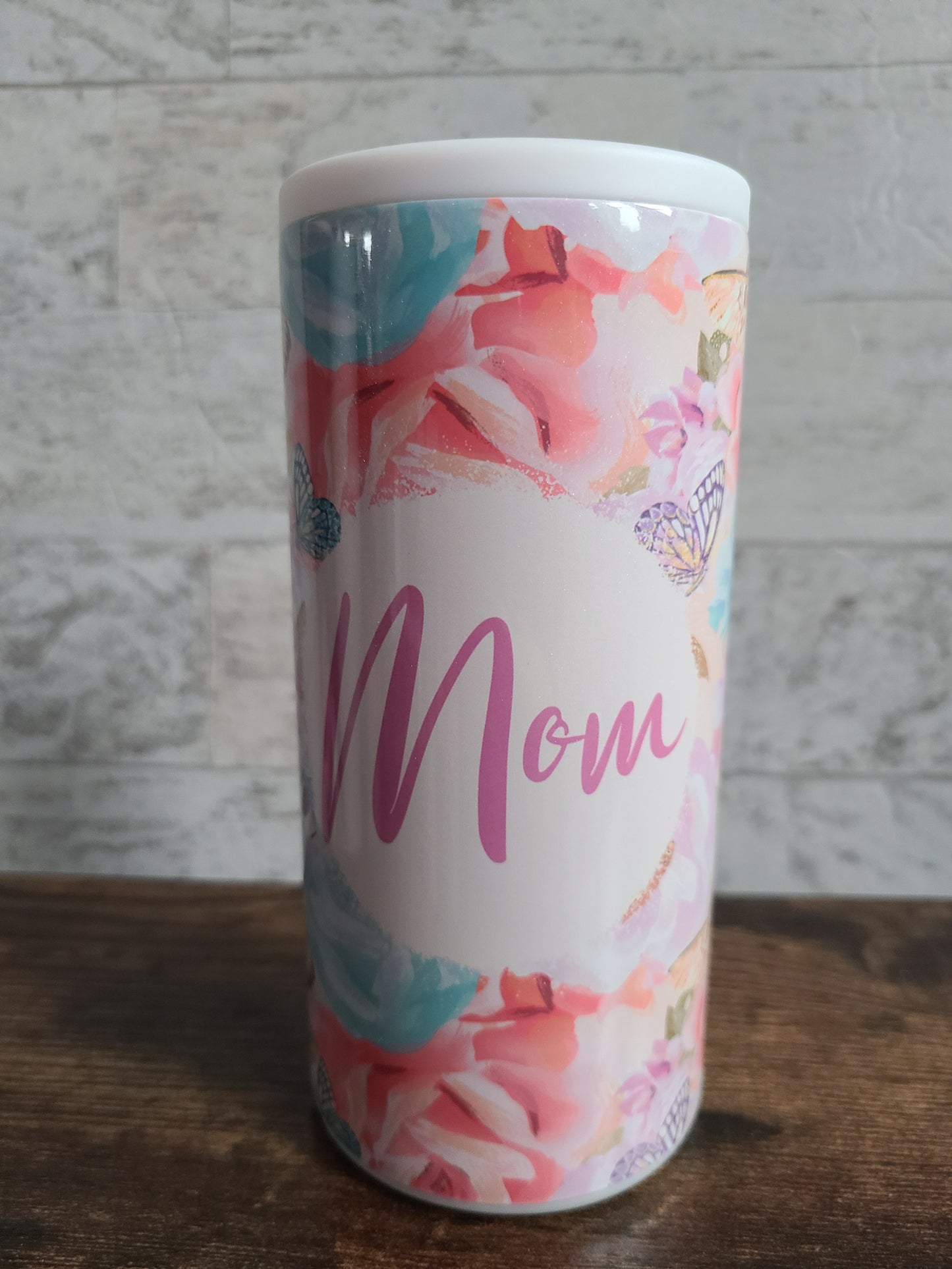 Flowers and Butterflies Personalized Skinny Can Cooler