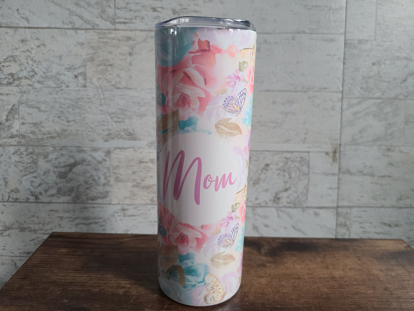Personalized Butterflies and Flowers Skinny Tumbler