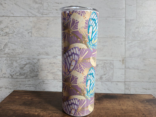 Dark Purple and Gold Butterfly Tumbler