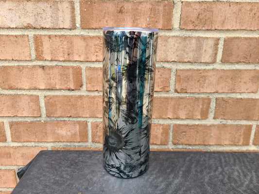 Reflective Silver Flower Skinny Tumbler