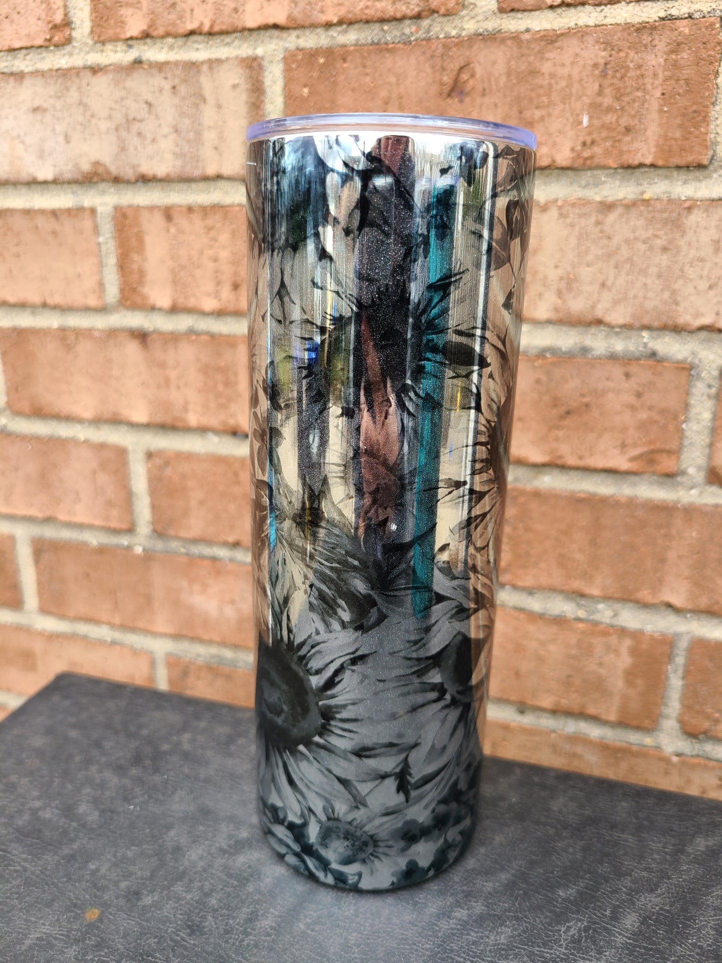 Reflective Silver Flower Skinny Tumbler