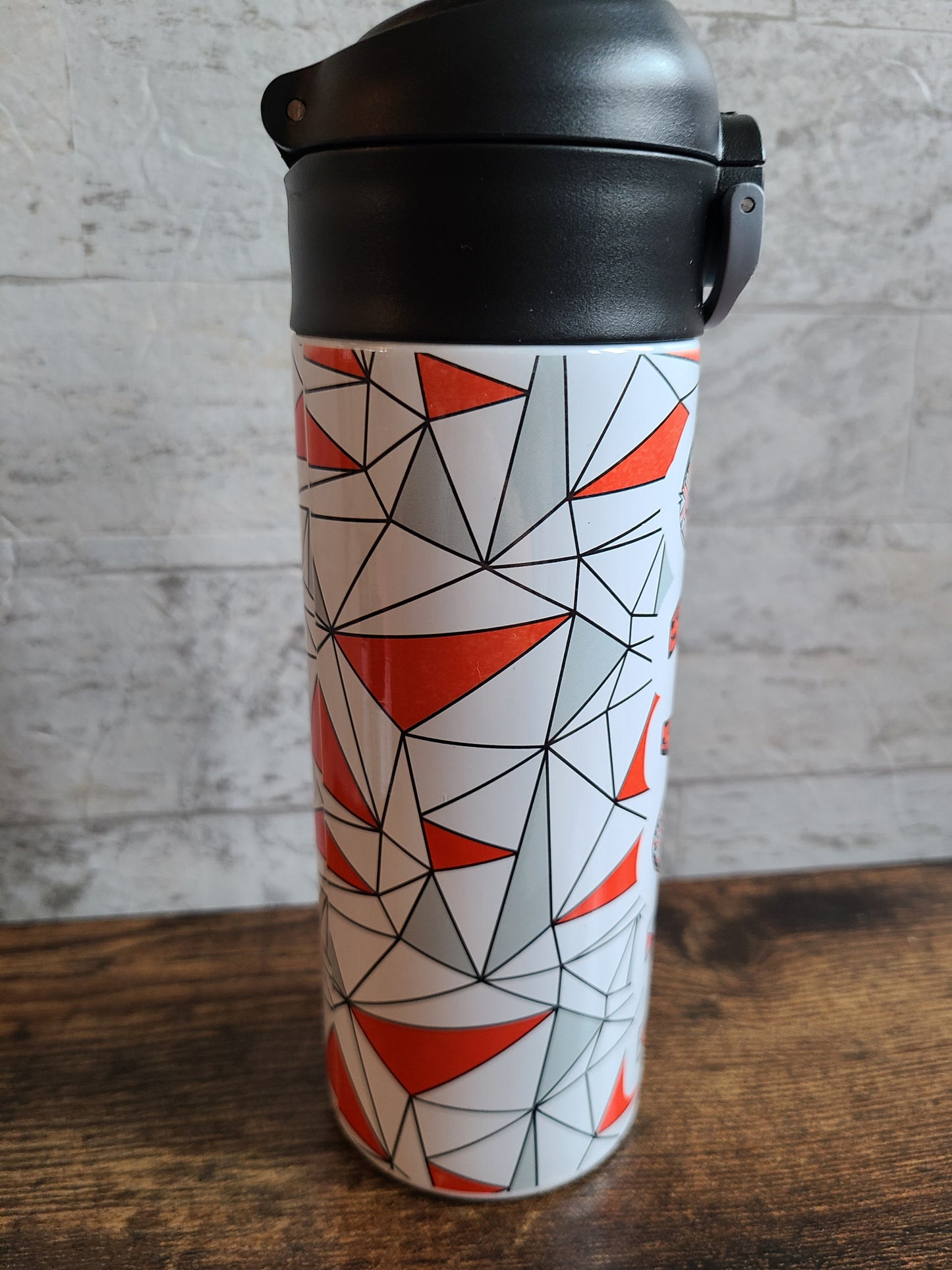 Personalized Red & Black Water Bottle - 12 oz Flip Top Water Bottle with Straw