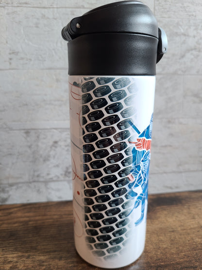 Personalized Hockey Water Bottle - 12 oz Flip Top Water Bottle with Straw