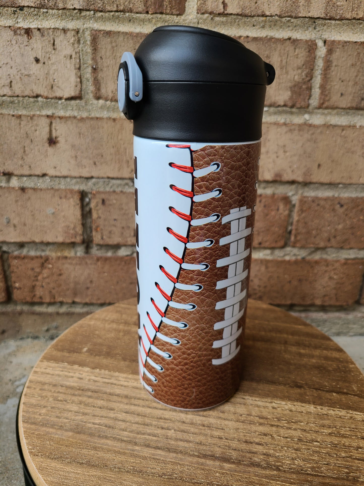 Personalized Sports Balls Water Bottle - 12 oz Flip Top Water Bottle with Straw