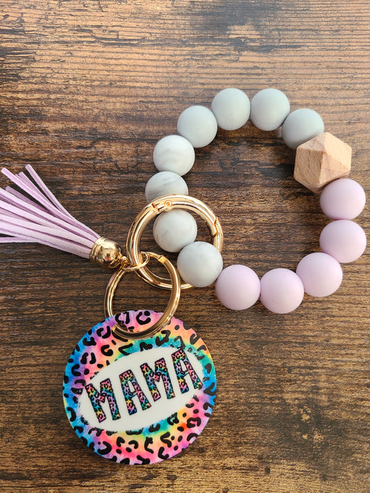 MAMA Keychain Wristlet with Silicone Beads