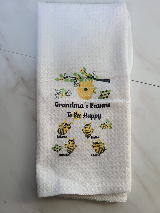 Reasons to Bee Happy Waffle Hand Towel