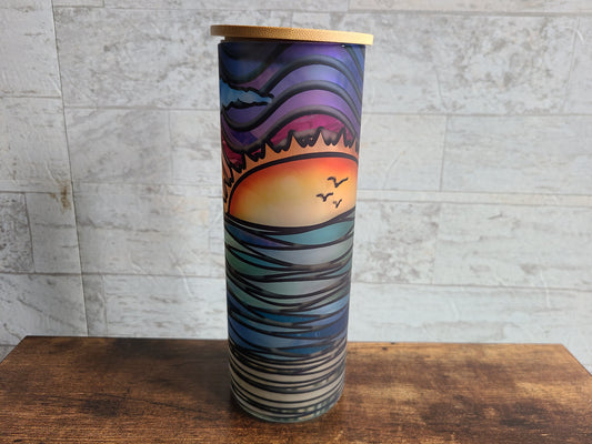 Colorful Sunset Stained Glass Frosted Glass Tumbler