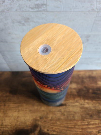 Colorful Sunset Stained Glass Frosted Glass Tumbler