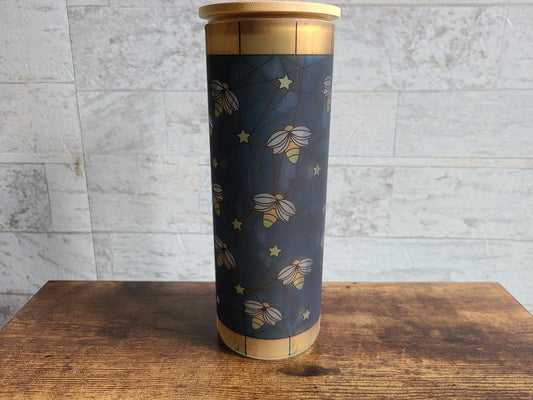 Fireflies Stained Glass Frosted Glass Tumbler