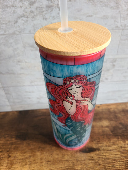 Mermaids Stained Glass Frosted Glass Tumbler