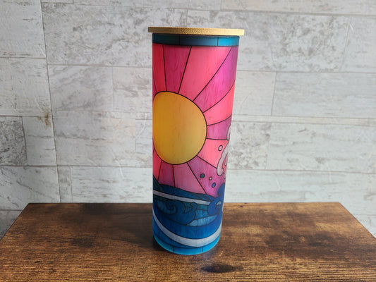 Pink Sunshine Stained Glass Frosted Glass Tumbler