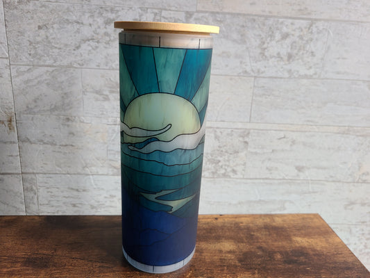 Blue Sunshine Stained Glass Frosted Glass Tumbler