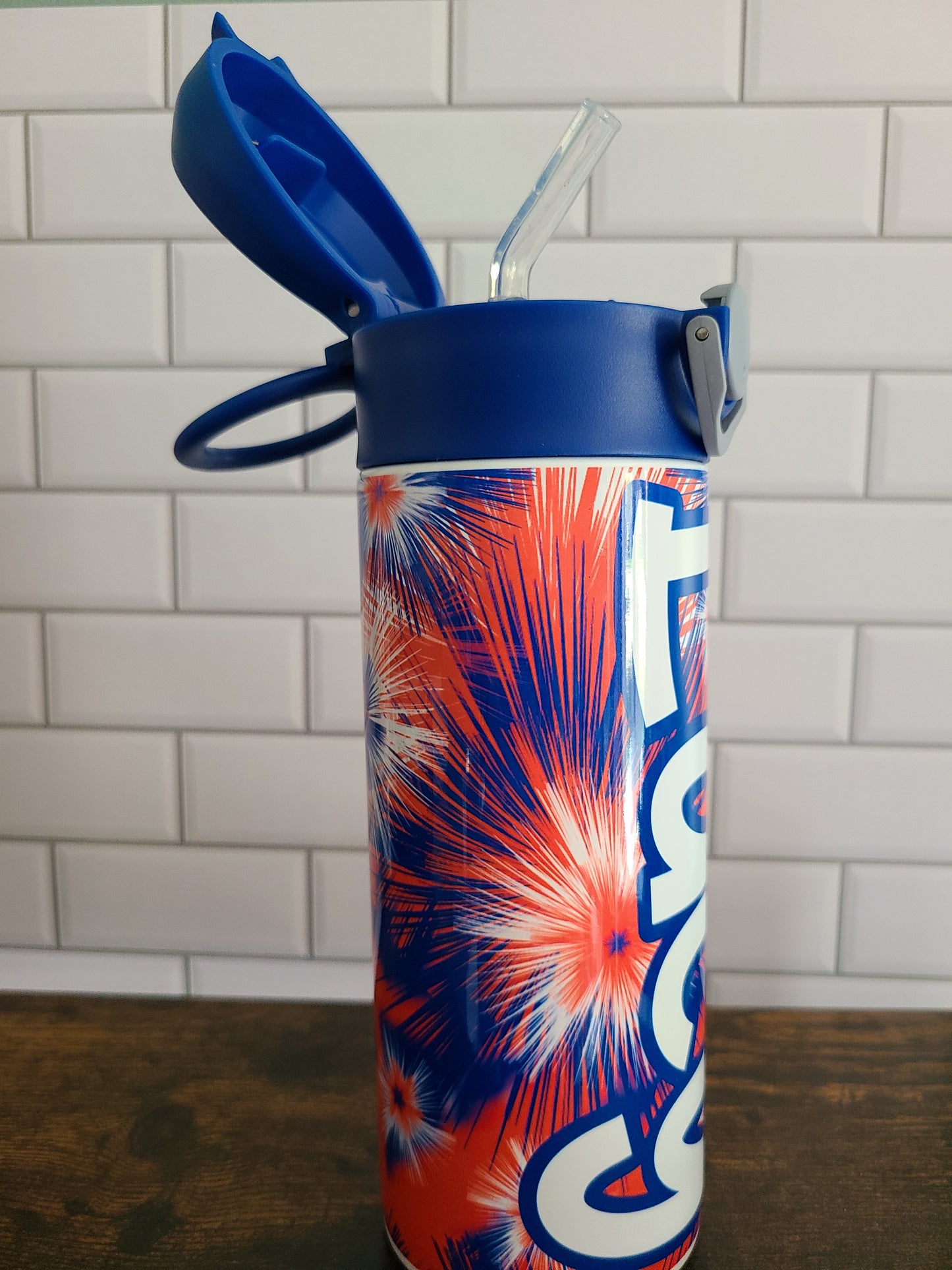 Fireworks Flip Top Water Bottle - Personalized