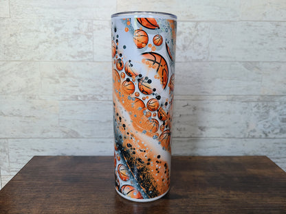 Basketball Faux Glitter Swirl 20 oz Tumbler