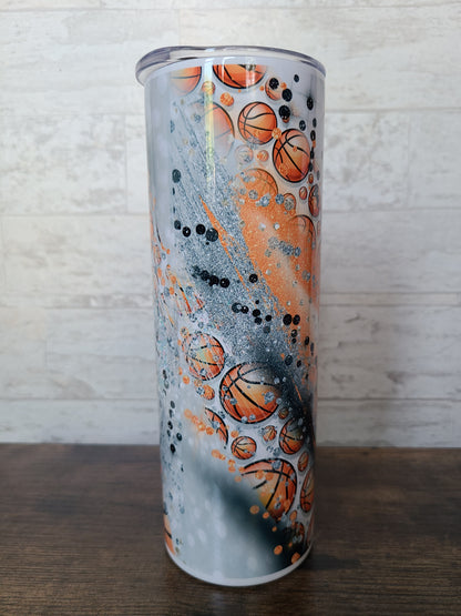 Basketball Faux Glitter Swirl 20 oz Tumbler
