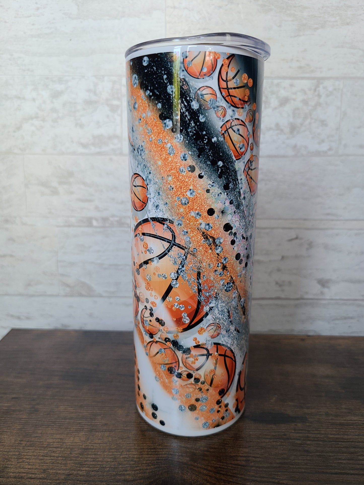 Basketball Faux Glitter Swirl 20 oz Tumbler
