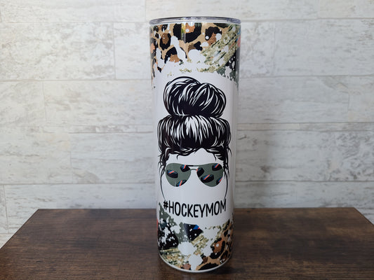 Hockey Mom Messy Bun 20 oz Skinny Tumbler