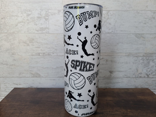 Volleyball Black and White 20 oz Skinny Tumbler