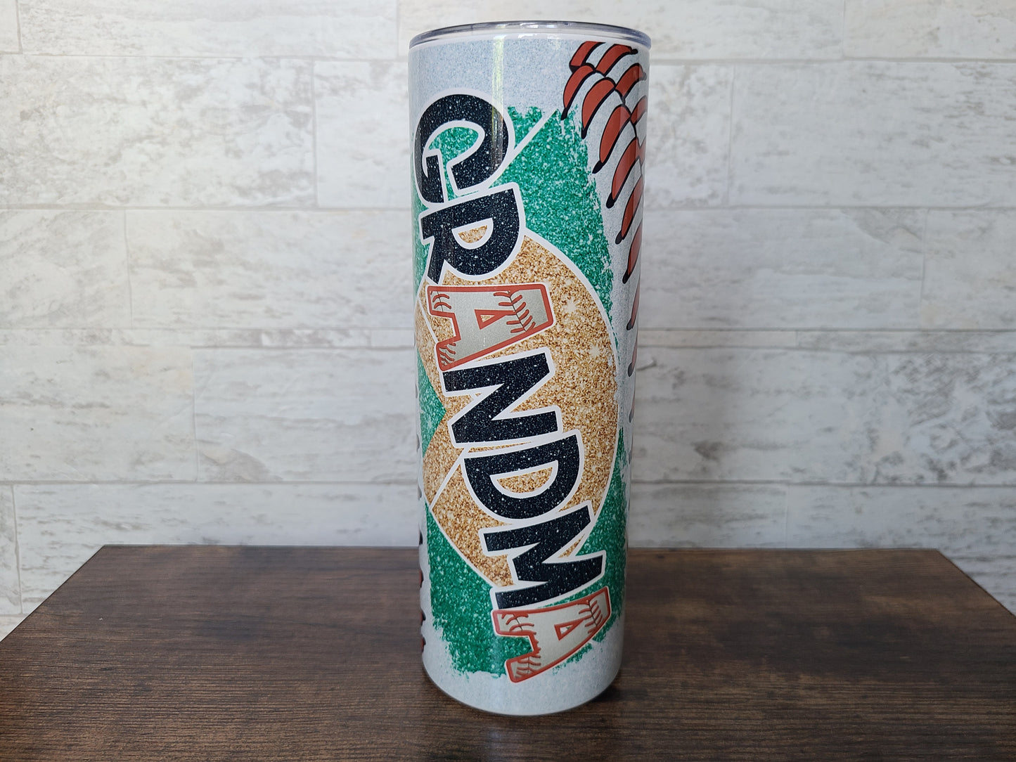 Baseball Grandma Faux Glitter 20 oz Tumbler