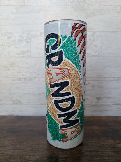 Baseball Grandma Faux Glitter 20 oz Tumbler