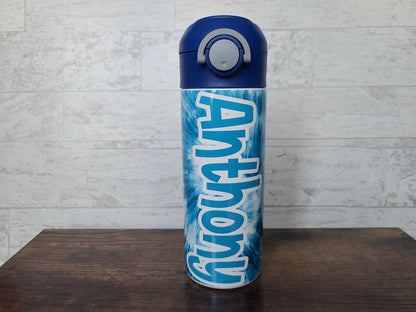 Blue Tie Dye Personalized Water Bottle