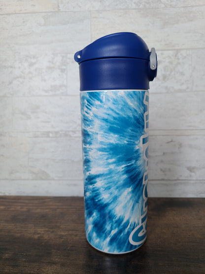 Blue Tie Dye Personalized Water Bottle