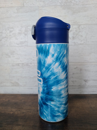 Blue Tie Dye Personalized Water Bottle
