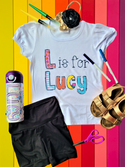 L is for Lucy White Tshirt