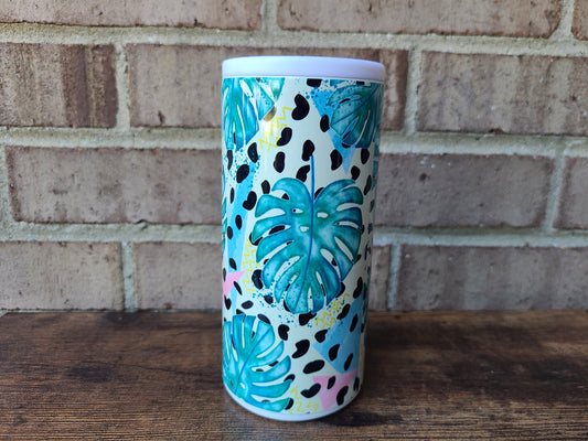 Tropical Leaves Skinny Can Cooler
