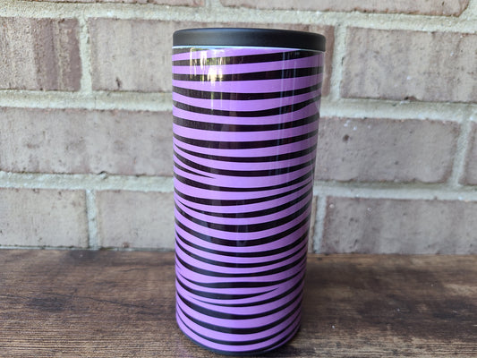 Purple Zebra Print Skinny Can Cooler