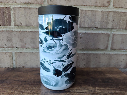 Black and White Floral 4 in 1 Can Cooler