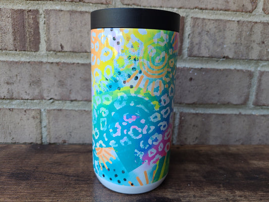 Bright Color Leopard Print and Rainbow 4 in 1 Can Cooler