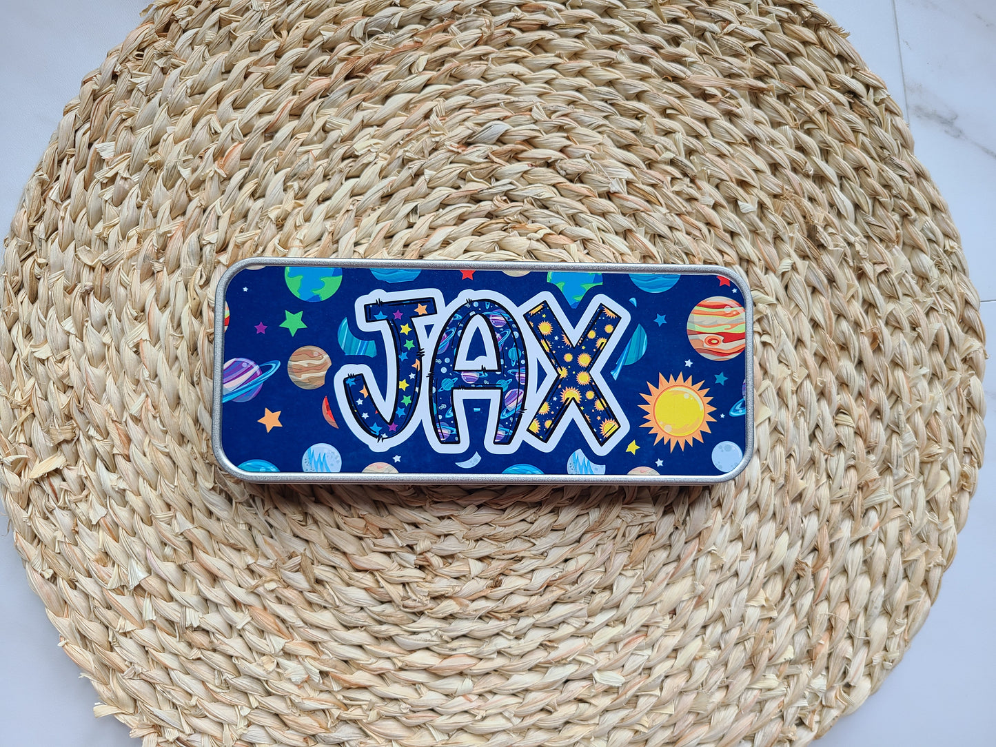 Planets Personalized Tin Pencil Case