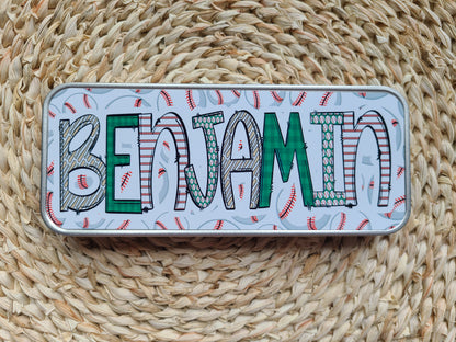 Baseball Personalized Tin Pencil Case