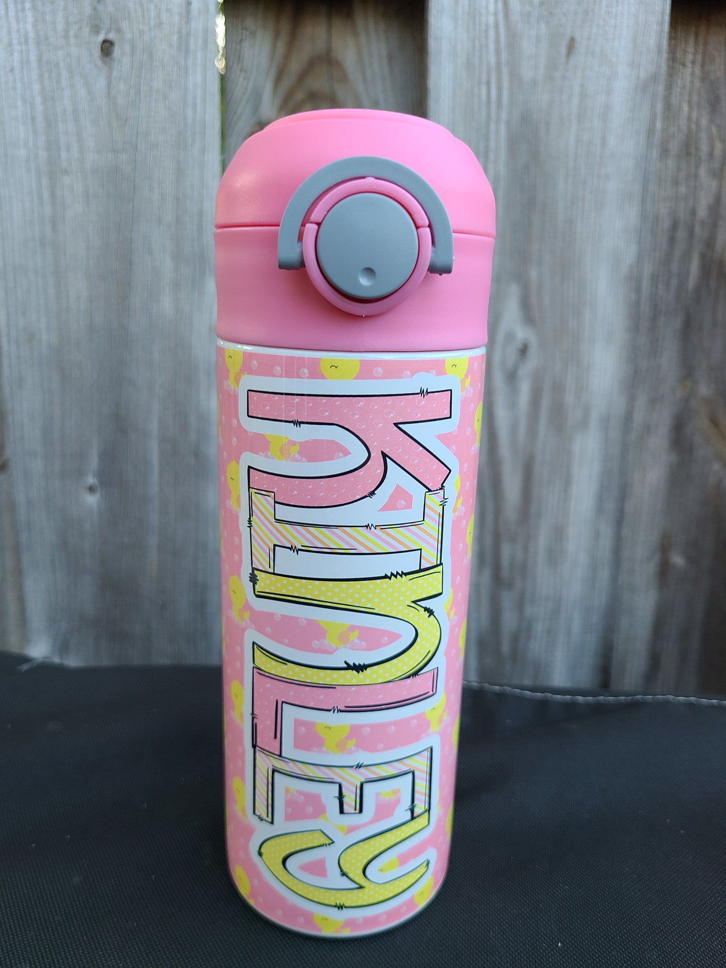 Rubber Duck Themed Flip Top Water Bottle - Personalized