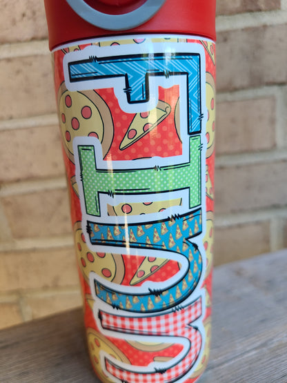 Pizza Themed Flip Top Water Bottle - Personalized